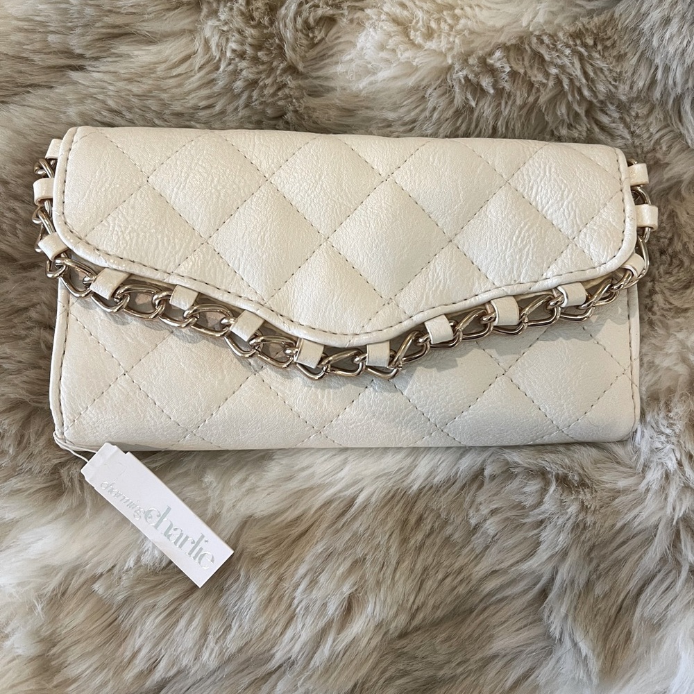 Charming Charlie Wallet White & Gold - NWT